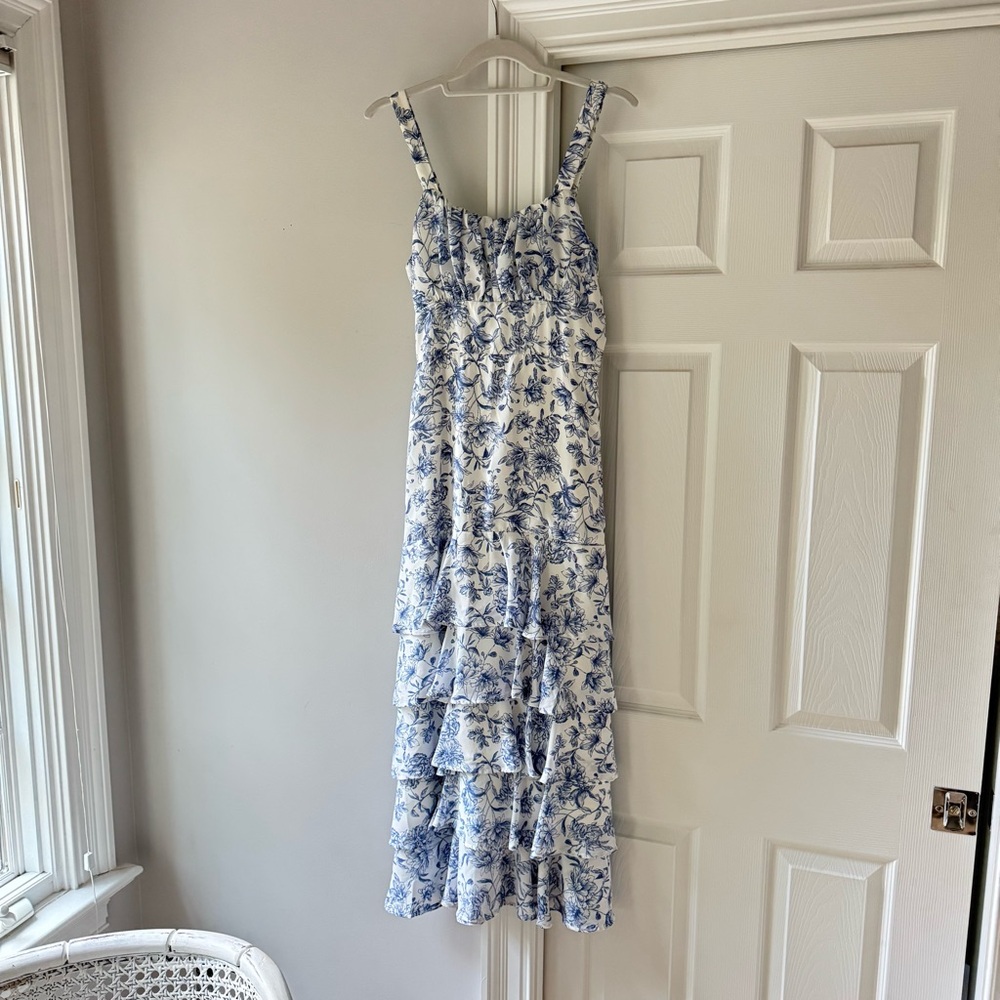 Lulu's Blue and White Maxi Dress